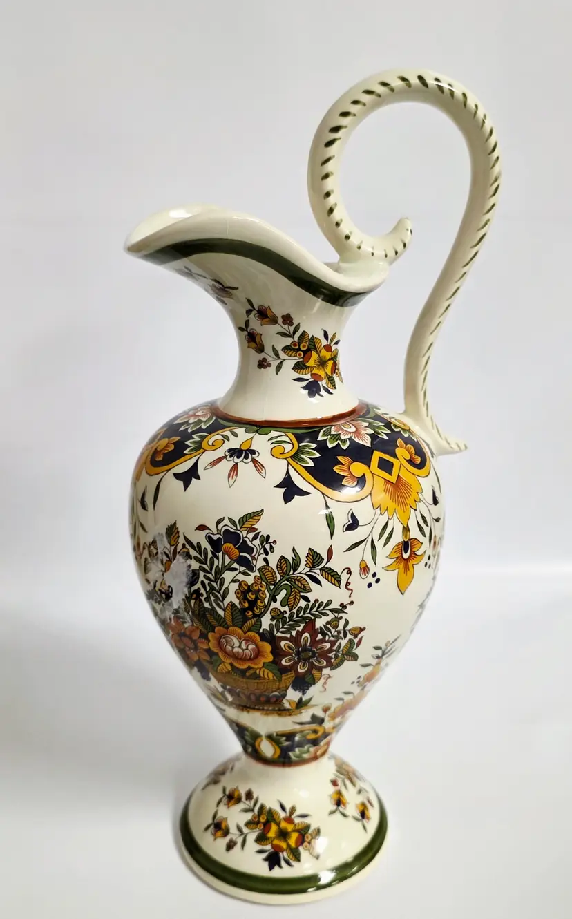 Vintage 1950s Hubert Bequet Belgium Majorca Ewer/Pitcher Delft Jema Holland 13"