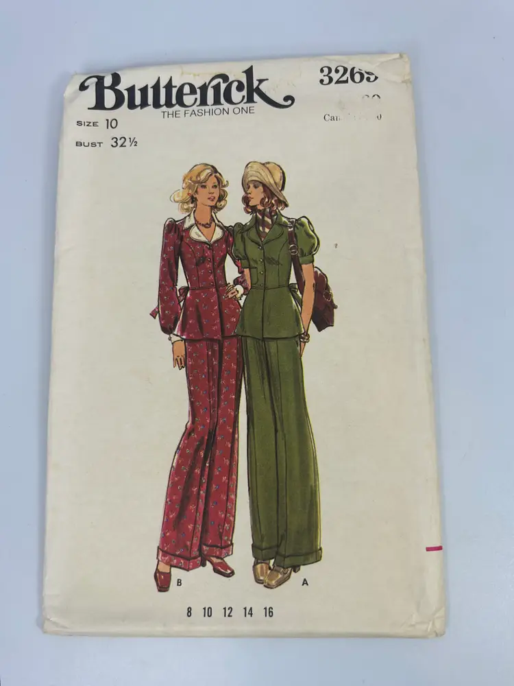 Vintage Butterick Sewing Pattern 3269 Size 10 Bust 32 1/2 Misses Top and Pants