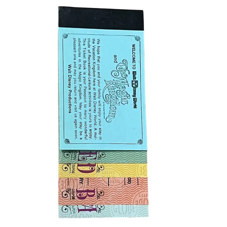 Vintage Early 1970’s Walt Disney World Magic Kingdom Ticket Booklet