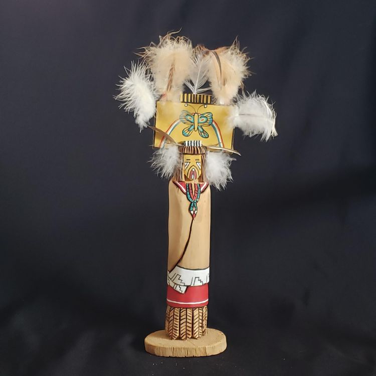 Indigenous Native Kachina Doll Signed Chalaka Butterfly Girl 11" Tall Approximately Wood and Feathers