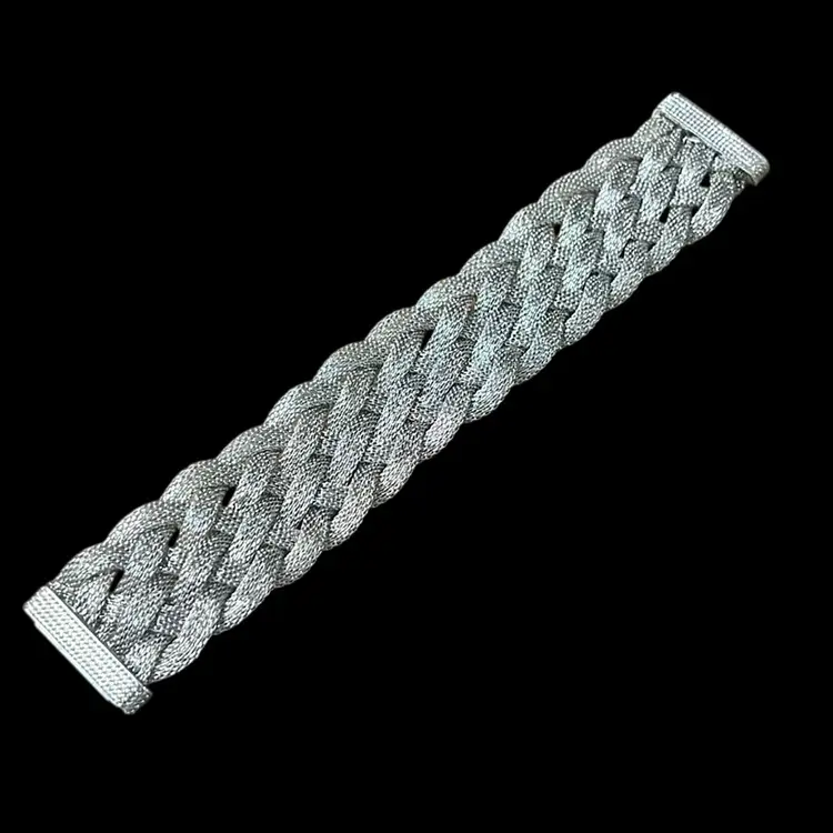 Silver-tone Braided Metal Mesh Bracelet w/ a Magnetic Clasp *read