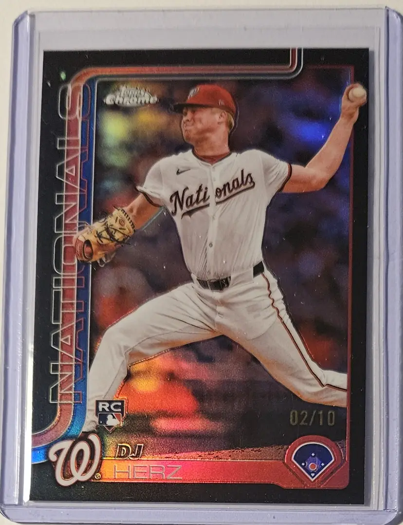 2025 Topps Chrome Black Rainbow Foil DJ Herz RC 02/10