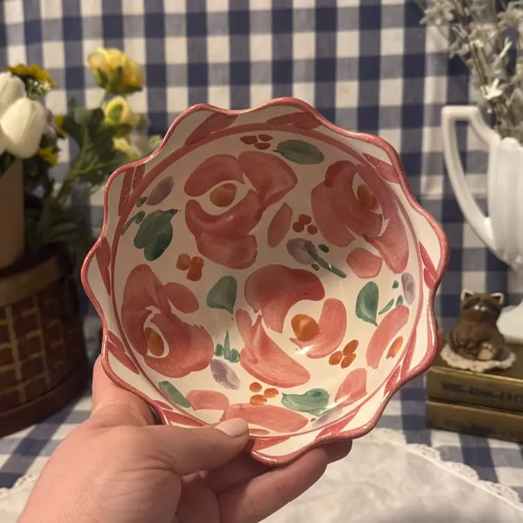 Hand-Painted Rose Bowl - Norware & Jardinware - Made in Zanesville, Ohio