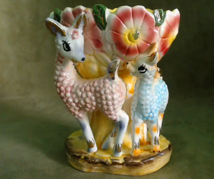 Vintage Llama Planter or Vase | Lovely Lustered Llamas OR Absurdly Amazing Alpacas | 1960s Dee Bee Co. Made in Japan