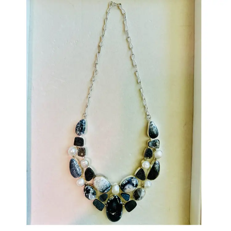 Genuine Gem Stone Statement Necklace