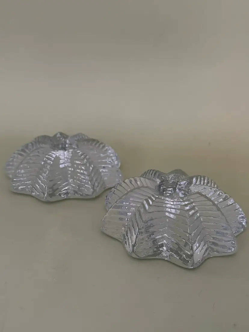 Vintage Viking Dalzell Glass Candle Holders Scandinavian Modern Clear Glass Mid Century 5 Point Star -Set of 2