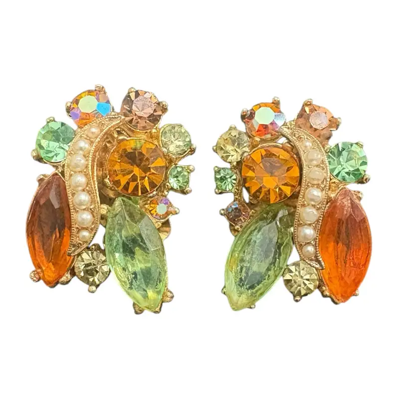 Vintage Uranium Glass Clipon Earrings