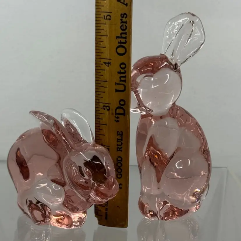 Two Pink Bunny Paperweights