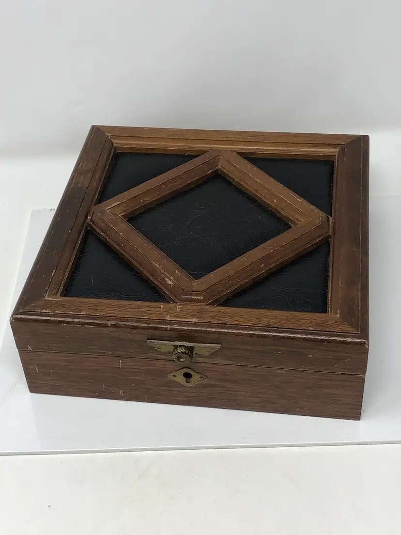 Apex Japan Wood and Leather Velvet Lined Jewel Box
