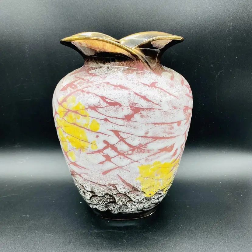 #1903 Carstens Tonnieshof Mid-Century Vintage Ceramic Vase Germany 482-22 Gold Pink