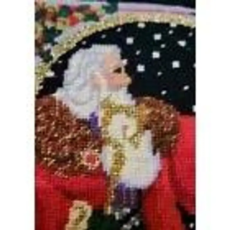 Needlepoint Santa Christmas Pillow Old World 12” x 15” Braided Trim Vintage