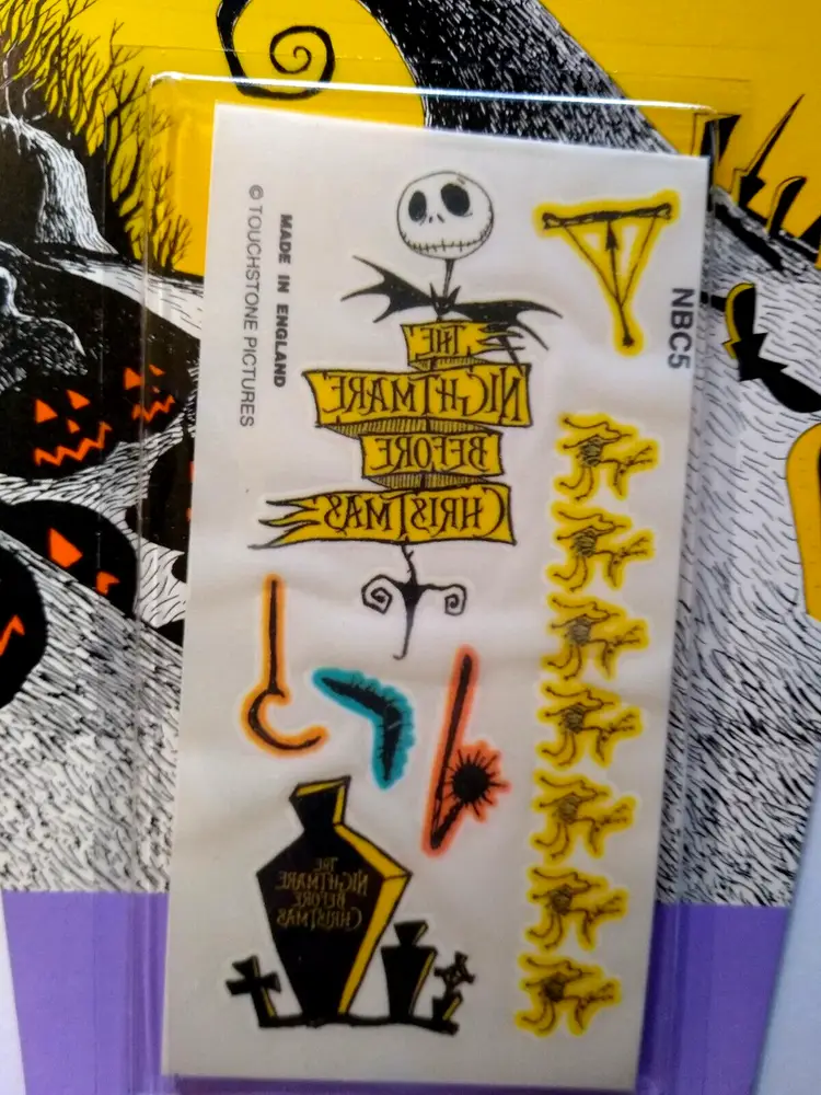 Nightmare Before Christmas Temporary Tattoos Halloween Horror On Tombstone Card