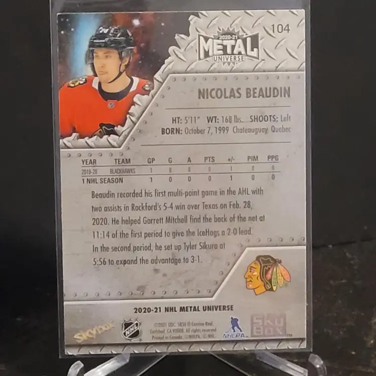 NICOLAS BEAUDIN * 2020-21 METAL NHL ROOKIES RC