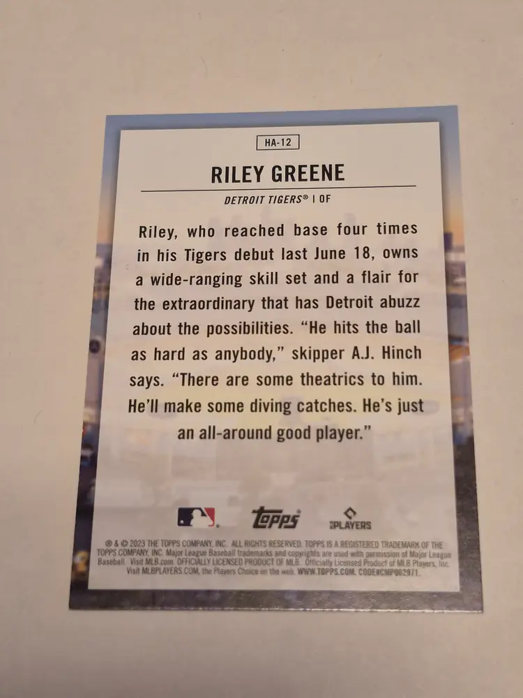 Riley Greene (RC) 2023 Topps Home Field Advantage #HA-12 Tigers