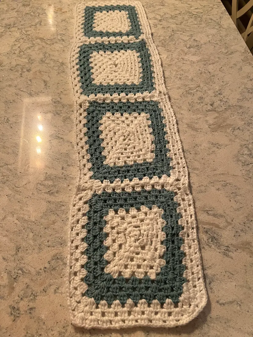 Vintage Hand Crocheted Table Runner & Mat