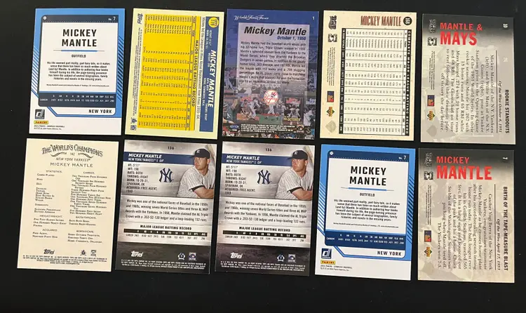 Mickey Mantle lot of 10 Cards