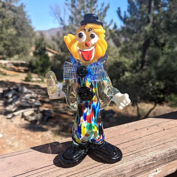 Murano Glass Clown Figurine Fratelli Pitau? Confetti Body w Slinky Vintage
