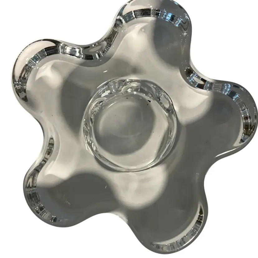 Orrefors Crystal Candleholder Signed. Made In Sweden. Measures 4.5”x4.5”x1.5”