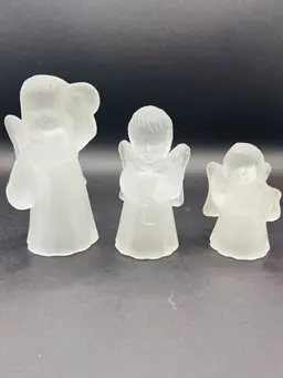Vintage Satin Glass Royal Gallery Angel Candle Holders, Set Of 3