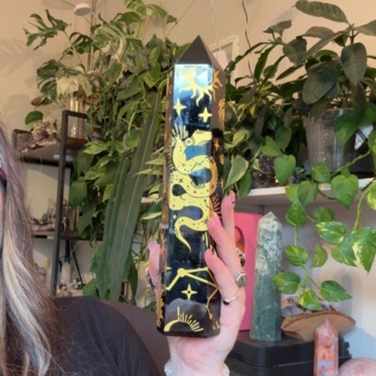 Black Obsidian Tower With Gold