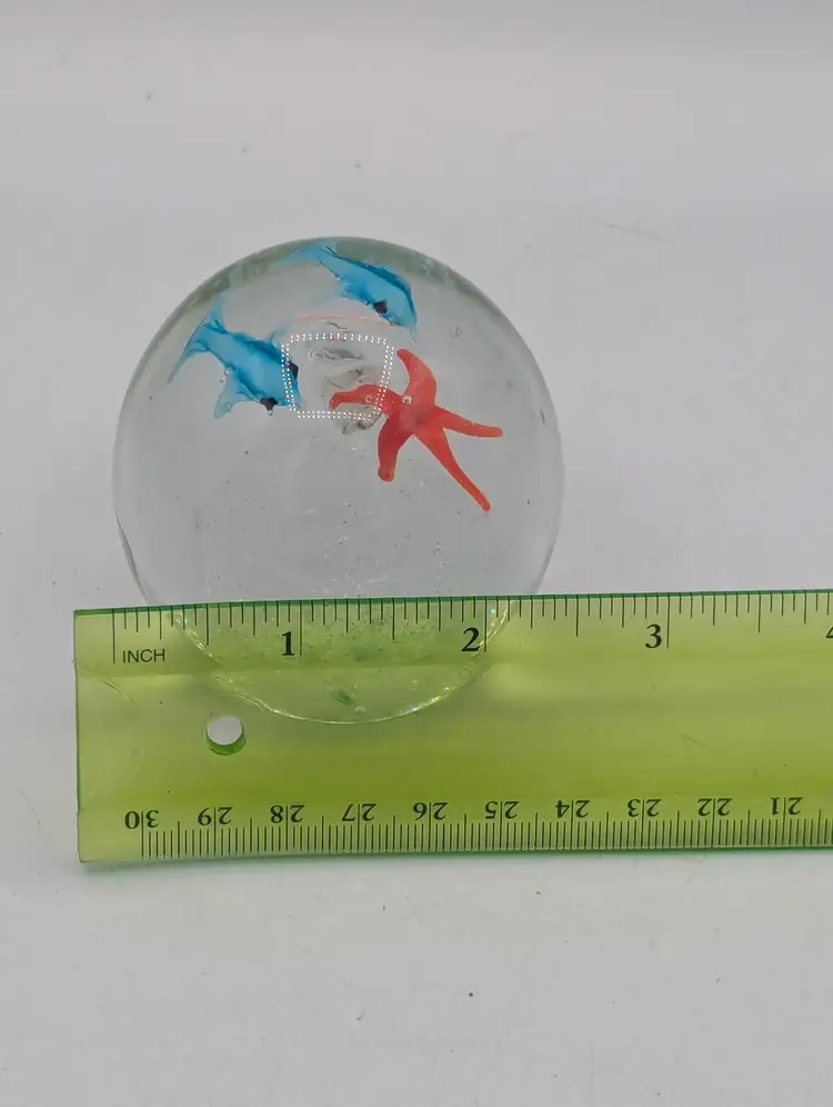 Vintage Clear Glass Ocean Dolphin Paperweight