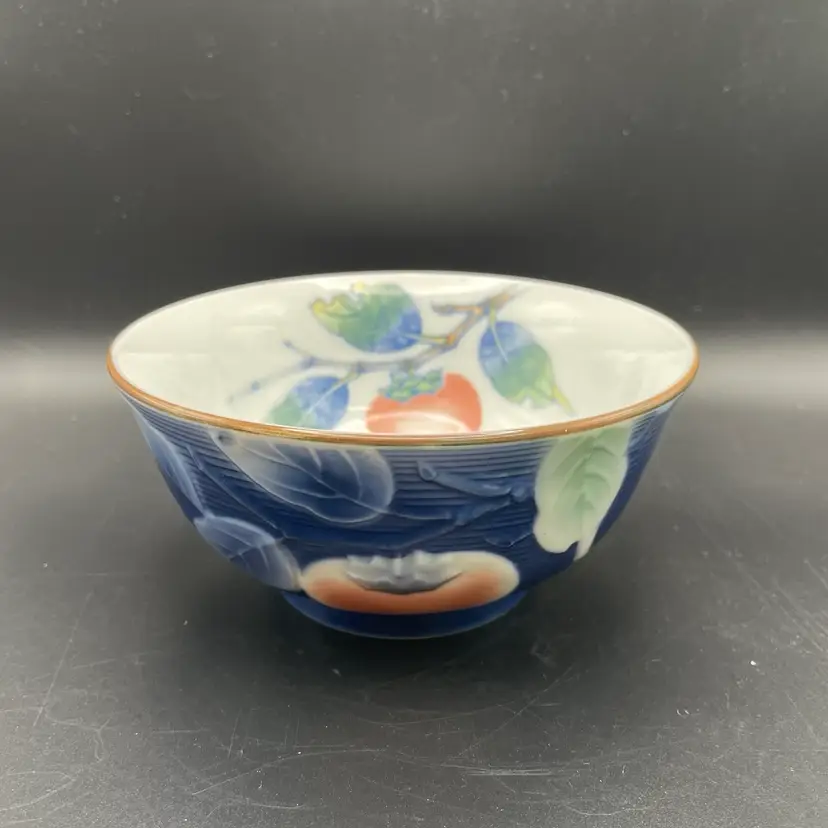 Andrea By Sadek Hand Painted Porcelain Persimmon And Leaf Bowl