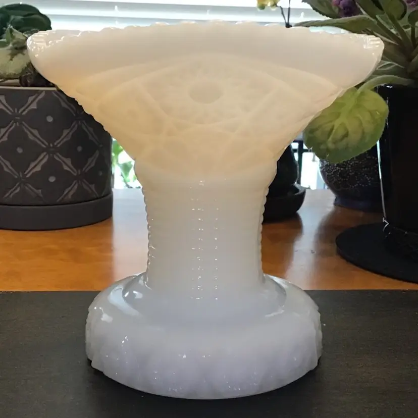 McKee White Milk Glass Concord Punch Bowl Pedestal Stand 5 1/2" Tall