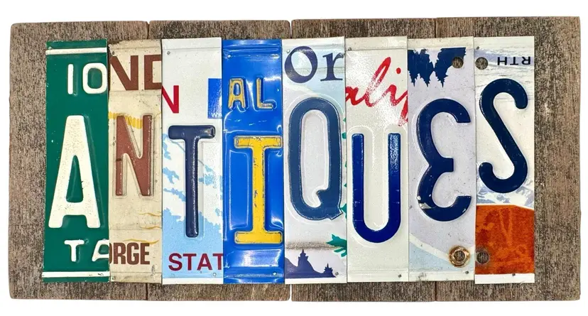 Handmade License Plate Wall Hanging Plaque Art Wood Mounted Antiques Collector