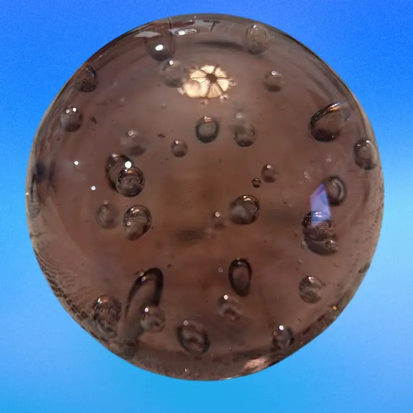 Art Glass Lavender Paperweight With Bubbles