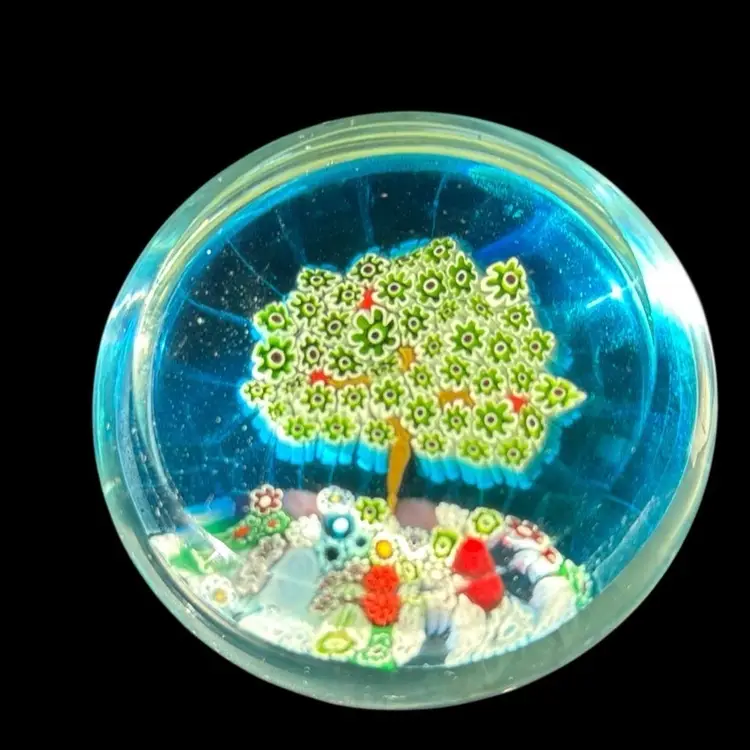 VINTAGE FERRO MURANO GLASS MILLEFIORI PAPERWEIGHT