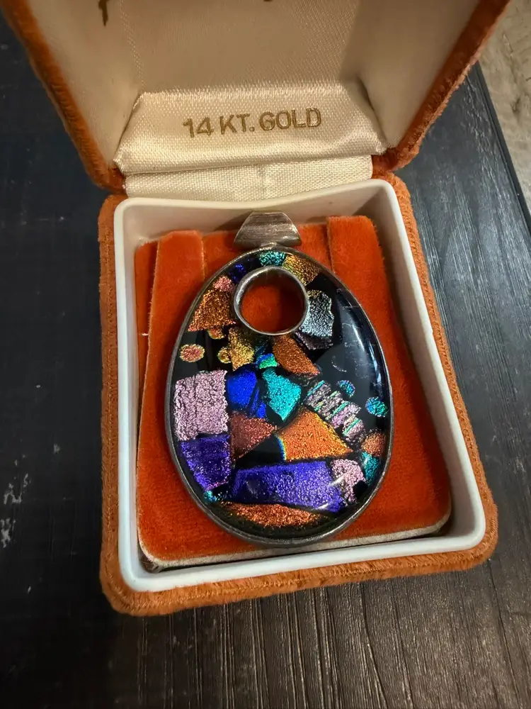 Vintage Mexico 925 Dichroic Glass Pendant