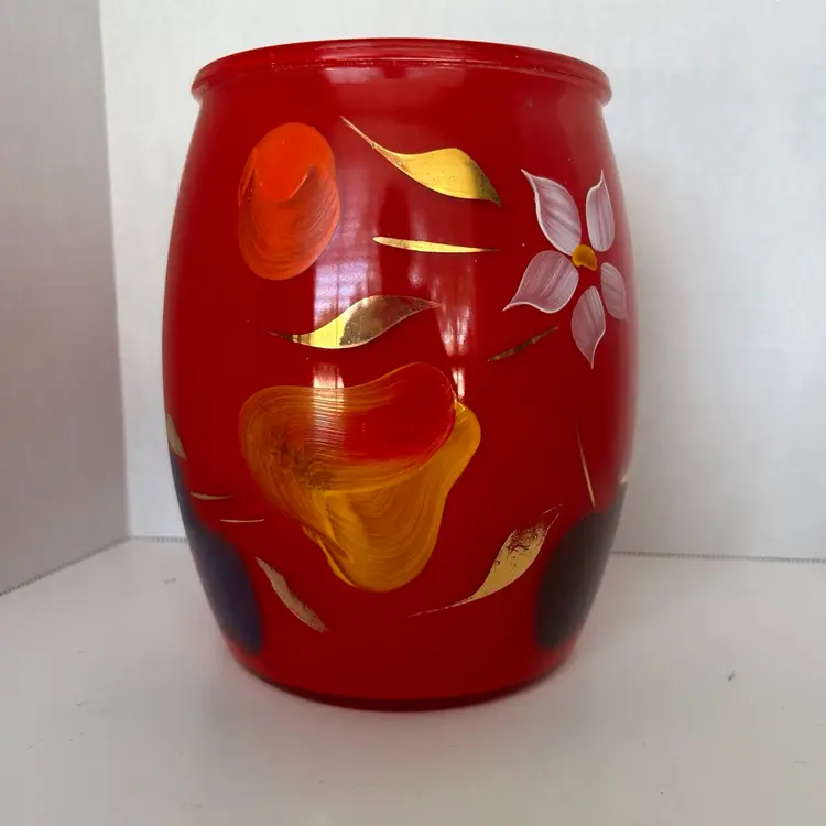 🍐Vintage Glass Bartlett Collins Painted Cookie Jar No Lid