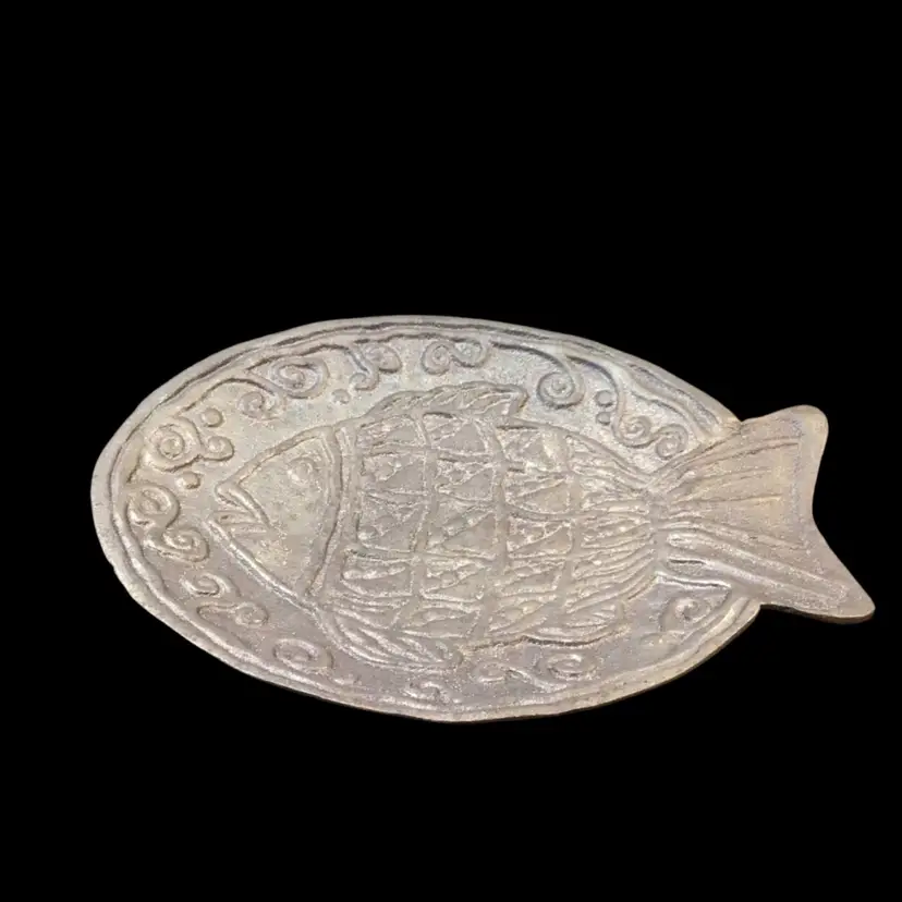 #27- Vintage Footed Cast Metal Fish Trinket Dish - Unmarked