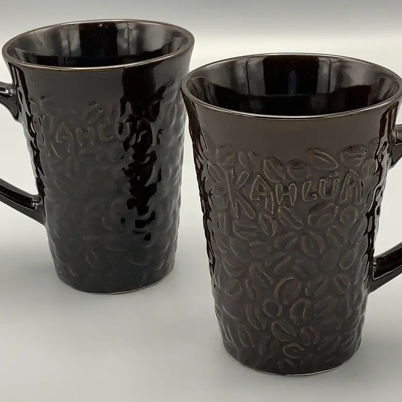 Lot of 2 KAHLUA Pernod Ricard USA Brown Textured Bean Coffee Mugs Cups 12 oz
