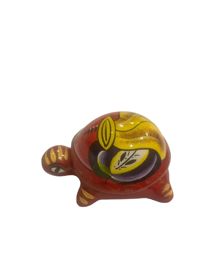 Colorful Terracotta Mexican Turtle Trinket Jewelry Box