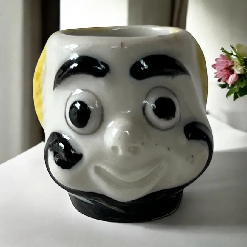 Retro Clown Head Miniature Shot Glass Cup. Candle Stick Holder. Creepy Clown Face Made in Japan Tooth Pick Holder