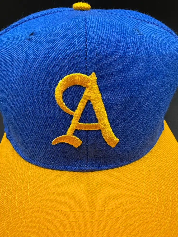 Vintage Otto Hat Cap "A" Logo Snapback Blue Yellow Embroidered OSFA