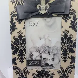 Elegant Fleur-de-Lis 5x7 Damask Photo Frame Green Tree gallery
