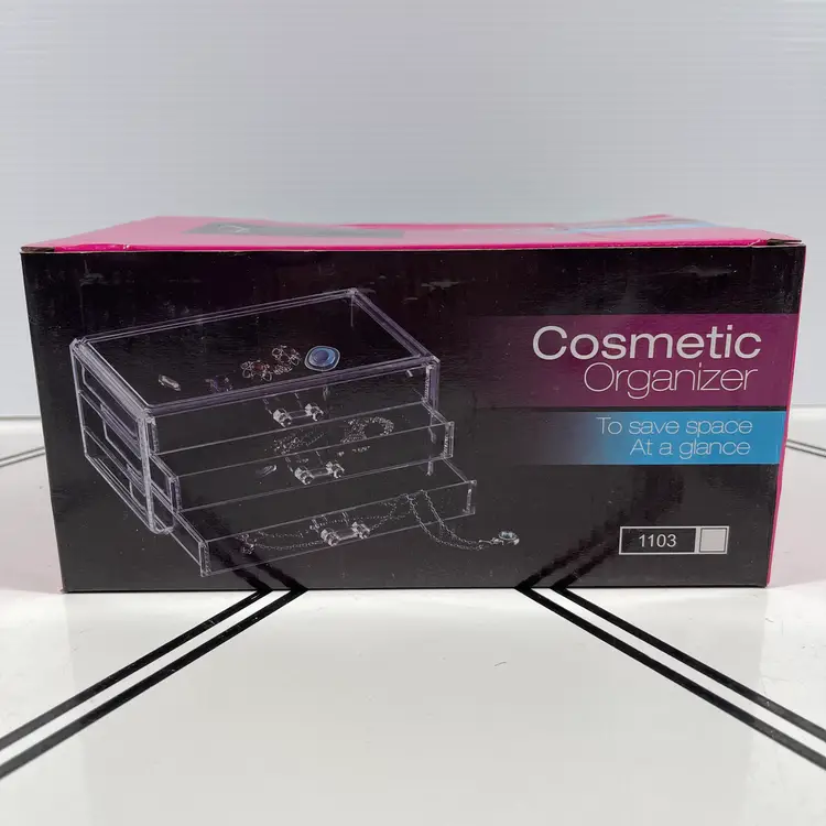 Clear Acrylic Cosmetic Organizer 3 Drawer Makeup Jewelry Display Storage Box