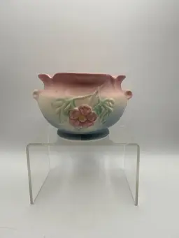 Vintage 1940's Hull China Dogwood Floral Jardiniere Scalloped Rim No. 514-4