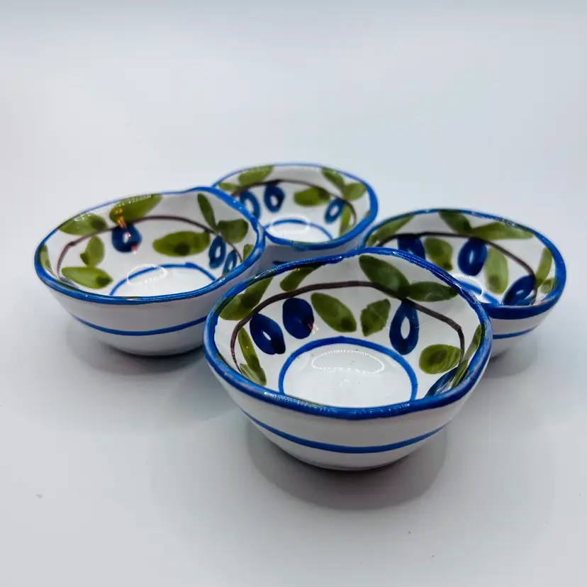 Williams Sonoma Made In Italy Set Of 2 Oil And Vinegar Double Dip Bowls 1.25”x 2.5”x 4.75” READ