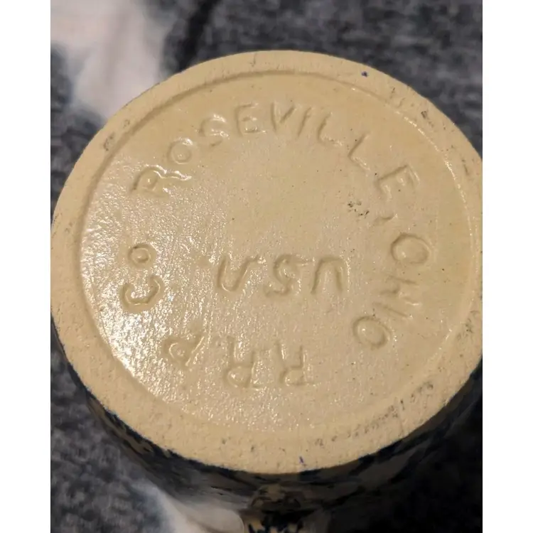 4" RRP Blue Spongeware Mug Kitchenware Made In Roseville