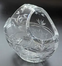 Hand cut glass basket
