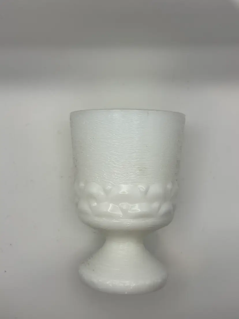 Vintage E.O. Brody Co. milk glass pedestal vase 6”