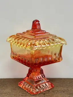1970s Amberina Jeanette Lidded Dish