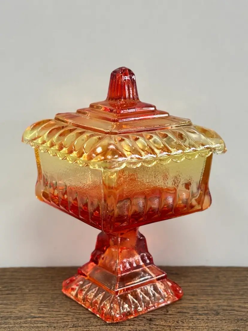 1970s Amberina Jeanette Lidded Dish