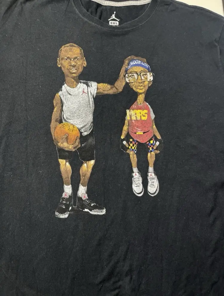 VINTAGE Jordan Brand Michael Mars Blackmon Spike Lee Cartoon Shirt Size 3XL Used