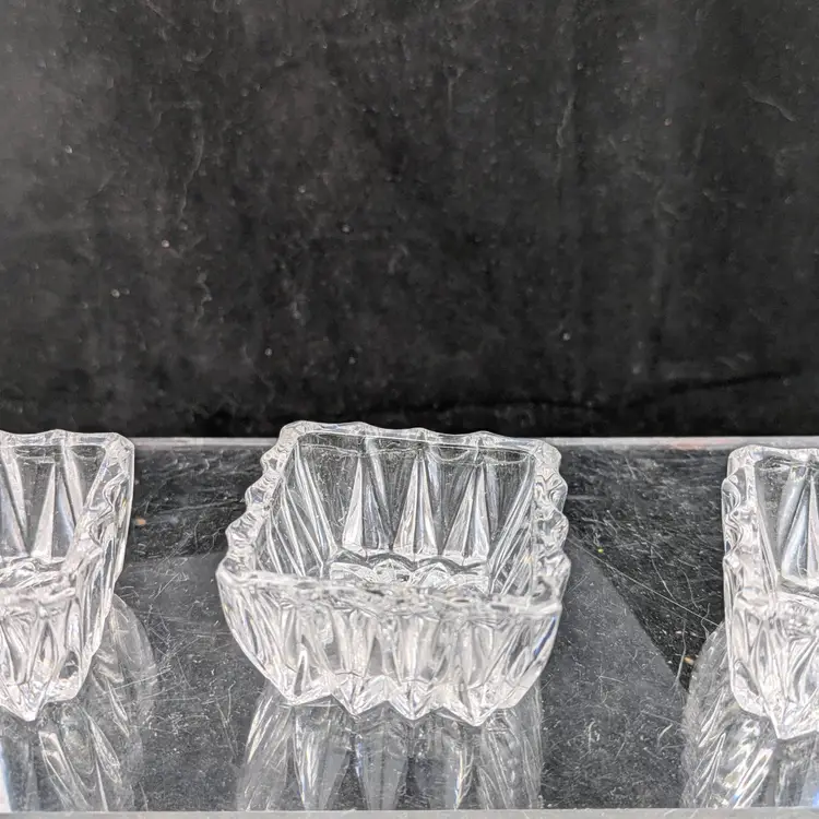 3 Clear Square Salt Cellars