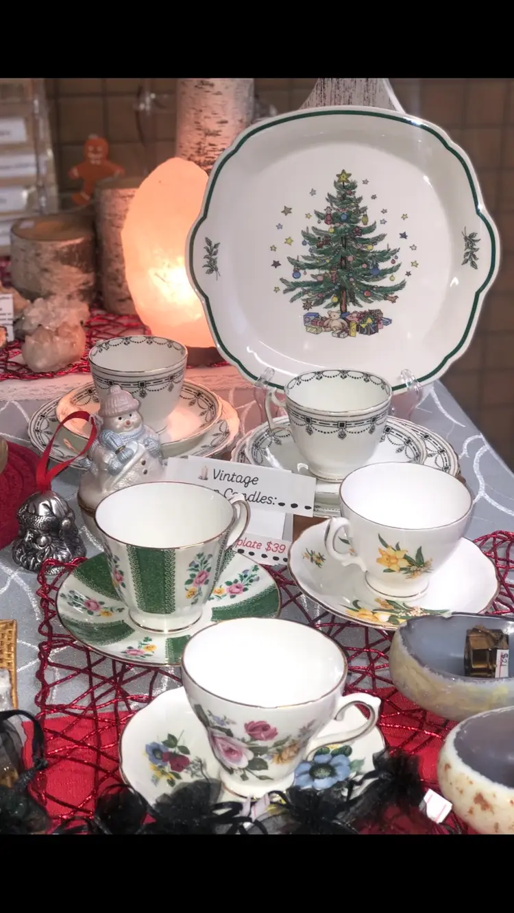 Vintage Bone China Teacup ☕️ Green Striped