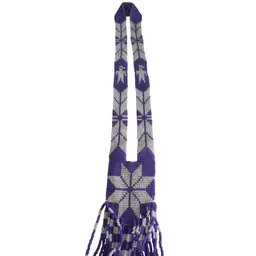 Vintage Handmade Native American Necklace Seed Bead 19" Purple white tassels